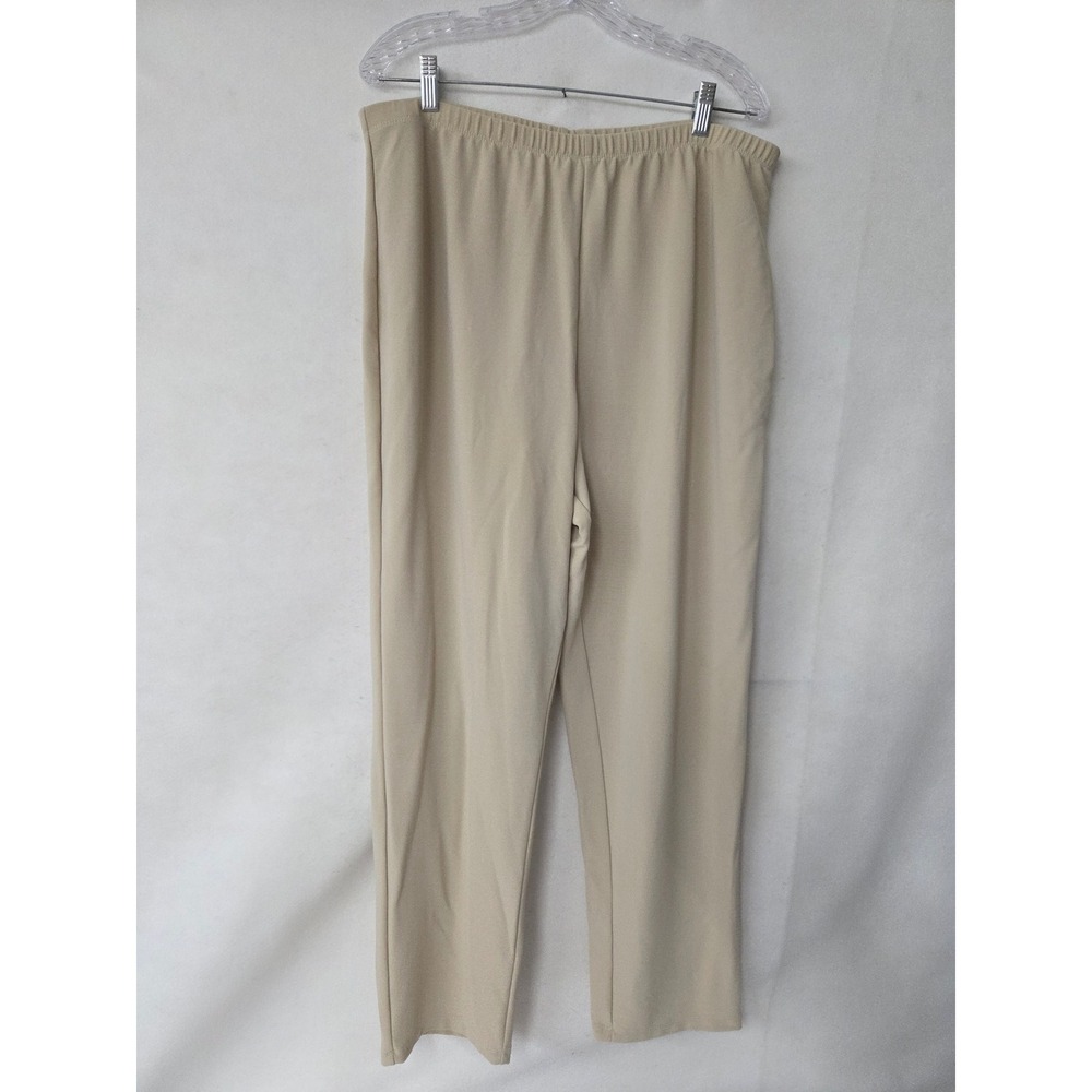 Susan Graver Essentials Tan Straight Leg Pull On Pants XL A7932 Beige Travel